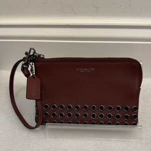 Coach Bleecker Grommet Small Wristlet wallet with hangtag gunmetal rivets